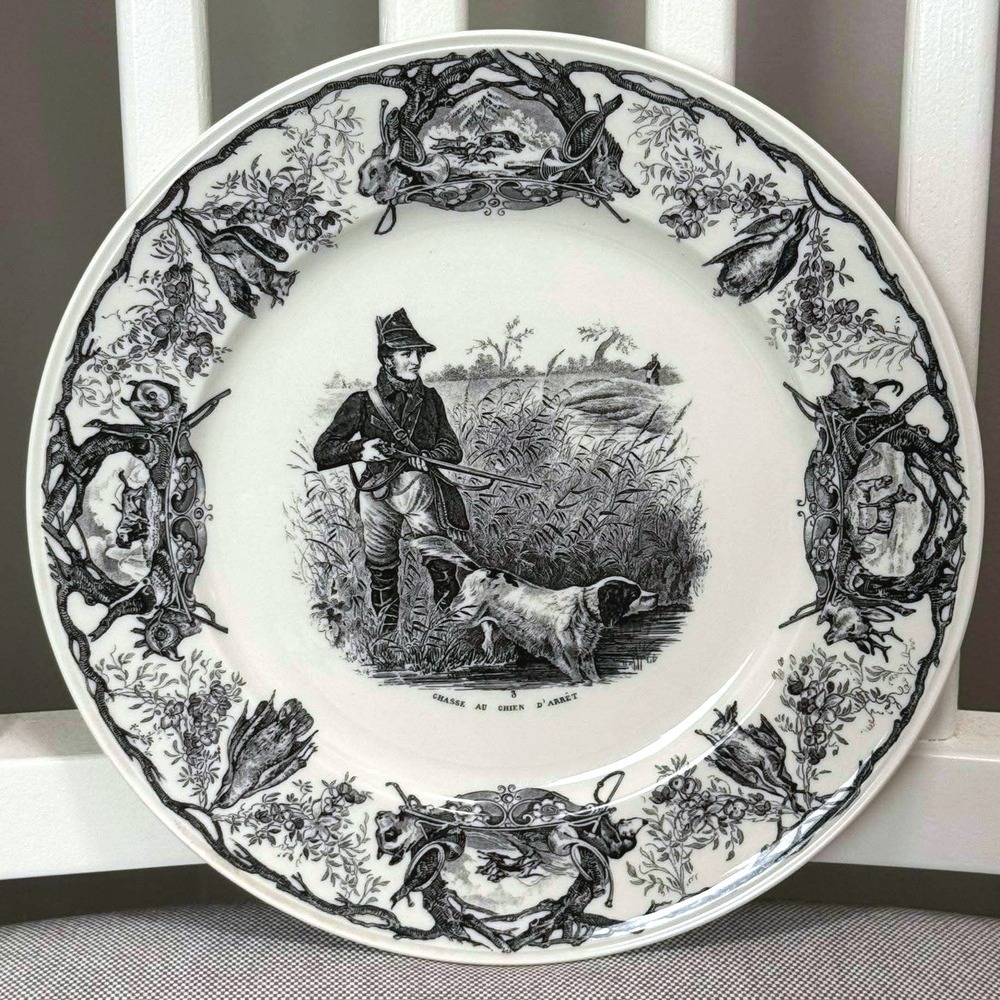Villeroy & Boch La Chasse Plate Chasse au Chien d'Arret Hunting Scene 8 inch Vtg